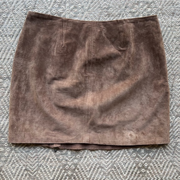 Blank NYC Brown Suede Leather Zip Front Moto Skirt Womens Size 31 Western Boho - Picture 5 of 6